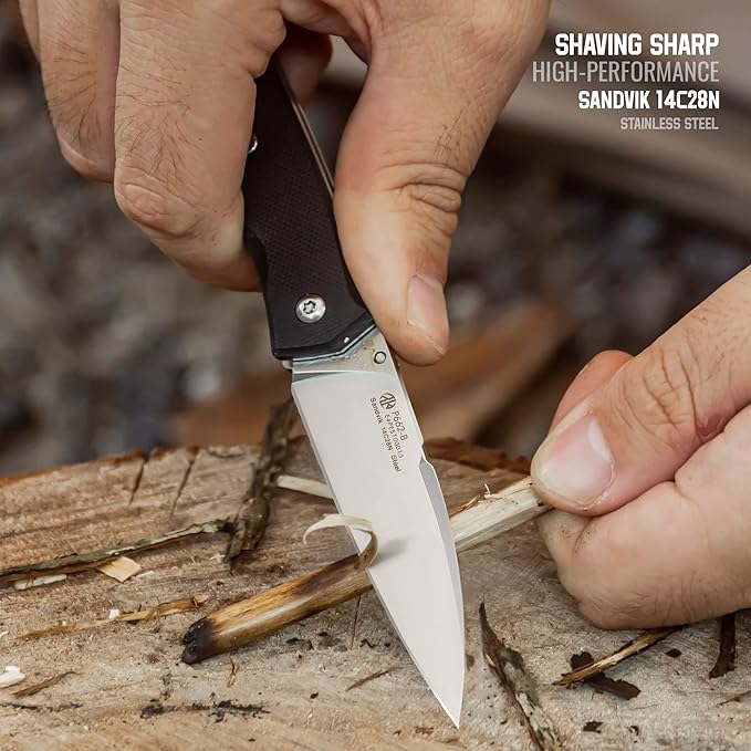 EDC Folding Small Pocket knife for men, women, 14C28N,Liner Lock,G10 Lightweight Handle, Cold Stainless Steel,Camping Tactical Knives Belt Clip, Flipper Microtech Elemental Survival Hiking Hunting Gadgets Gear Tool Dad Father Gift,Ruike P662