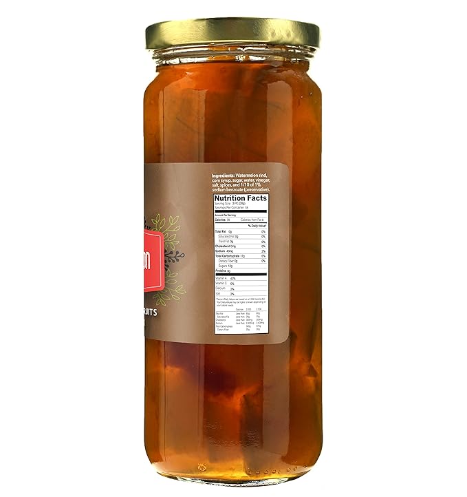 Green Jay Gourmet Pickled Watermelon Rinds in a Jar - Fresh Hand Jarred Fruit for Cooking & Pantry ??Home Grown Pre-Prepared Pickled Watermelon ??Simple Ingredients - 20 Ounce Jar