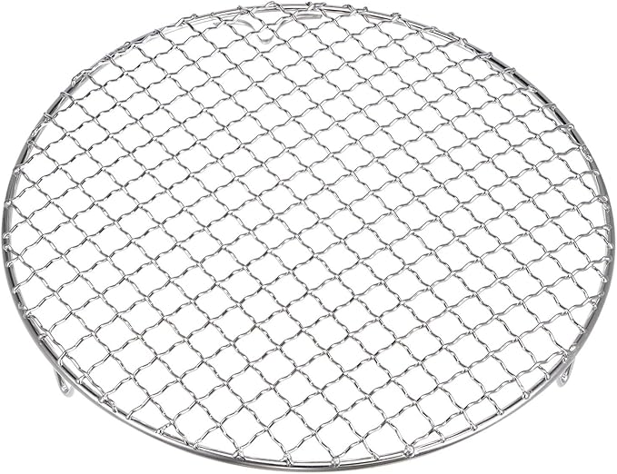 HARFINGTON Round Cooking Rack 9.7-inch 201 Stainless Steel Cross Wire Barbecue Grill Net with 20mm Legs for Cooking Baking Steaming BBQ