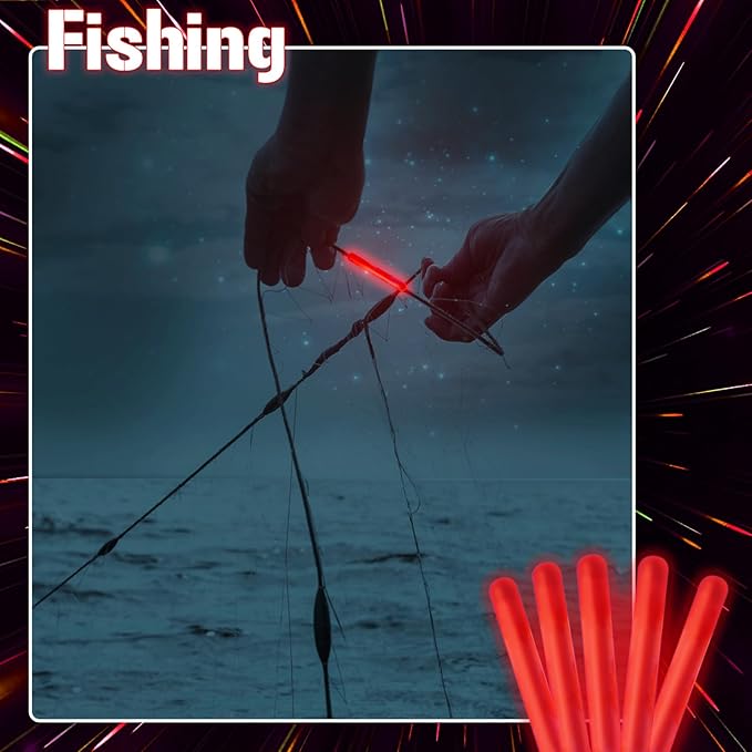 Jenaai 500 Pcs Fishing Glow Sticks Bulk for Bobbers Mini Glow Stick Rod Tip for Fishing Poles Small Glow Sticks for Night Fish Easter Eggs Easter Basket Stuffer(1.5 Inch,Red)