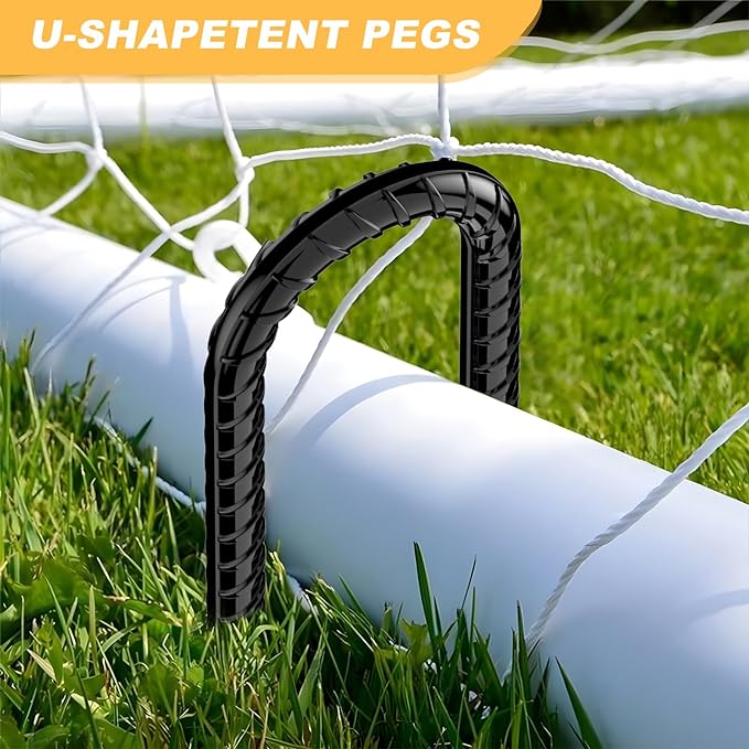 12inch Rebar Stakes, 4 Pack U Hook Ground Anchors, Heavy Duty Rust Proof Coated Steel Ground Stakes Ground Anchors, Garden Stake Metal Stakes Tent Stakes Trampoline Anchors Trampoline (Black)