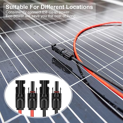 10FT 12AWG Solar Panel Extension Cable with Female and Male Connectors, Solar Cable for Solar Panels, Charge Controllers and Solar Generator (12AWG, 10FT)