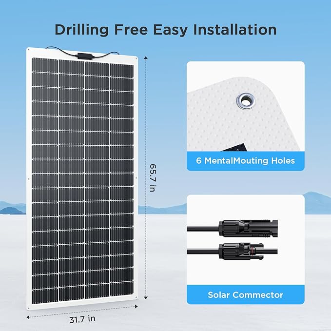 400W Flexible Solar Panel, 2PCS 200 Watt 12V/24V Solar Panel Kit, Callsun 23% High Efficiency 182 PERC IP68 Waterproof ETFE Solar Panels for Off-Grid RV Living Camping Campervans Boat (White)
