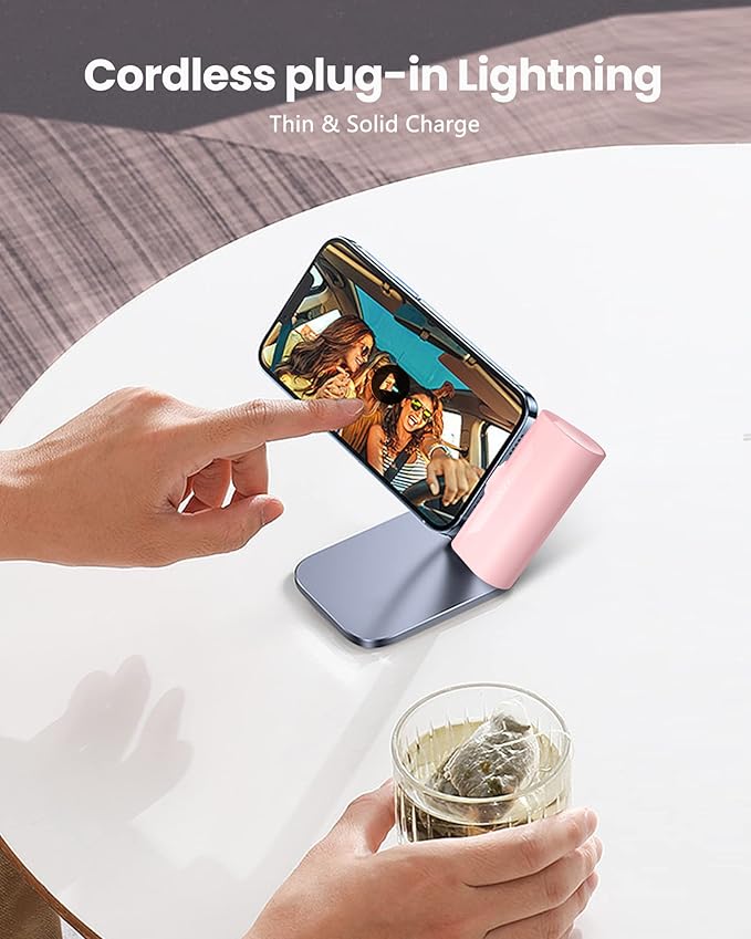 Pink Small Portable Battery Charger 4800mAh, Tiny Power Bank Ultra-Compact 15W Fast Charging Mini Battery Pack Power Charger for iPhone 14 Pro/13/12/11/8/iPad Air/Mini/Pro/AirPods Pro I/II