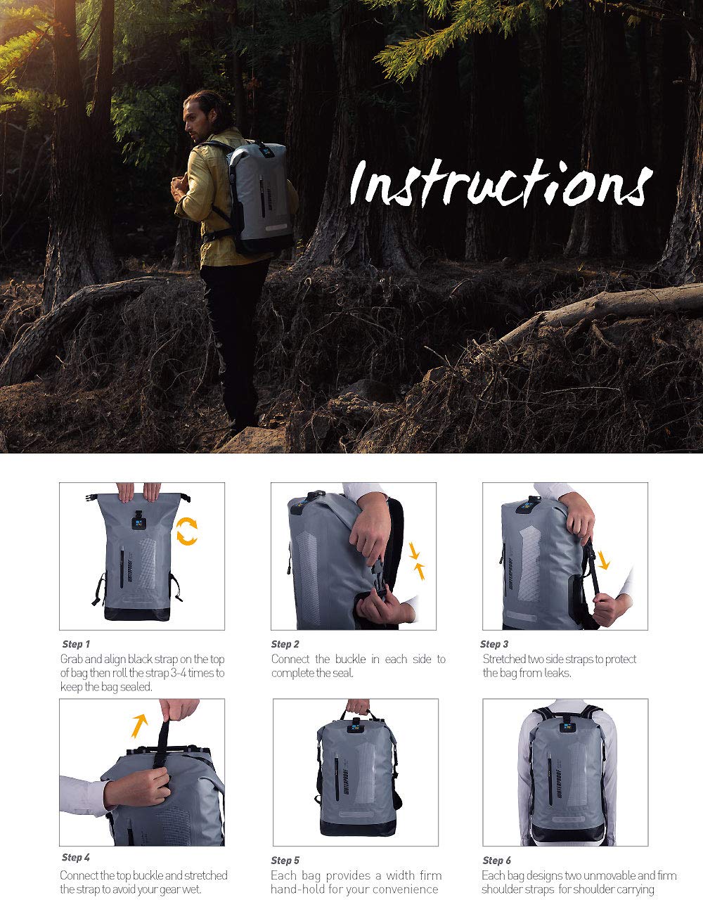 IDRYBAG Waterproof Backpack for Men 20L/30L/40L, Floating Dry Bag Kayak, Dry Backpack Hiking