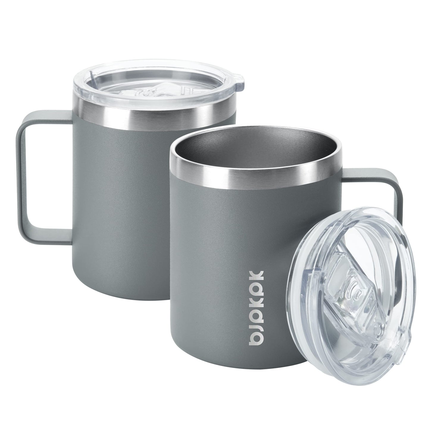 BJPKPK 2PCS Insulated Coffee Mug with Lid, 14oz Stainless Steel Tumbler