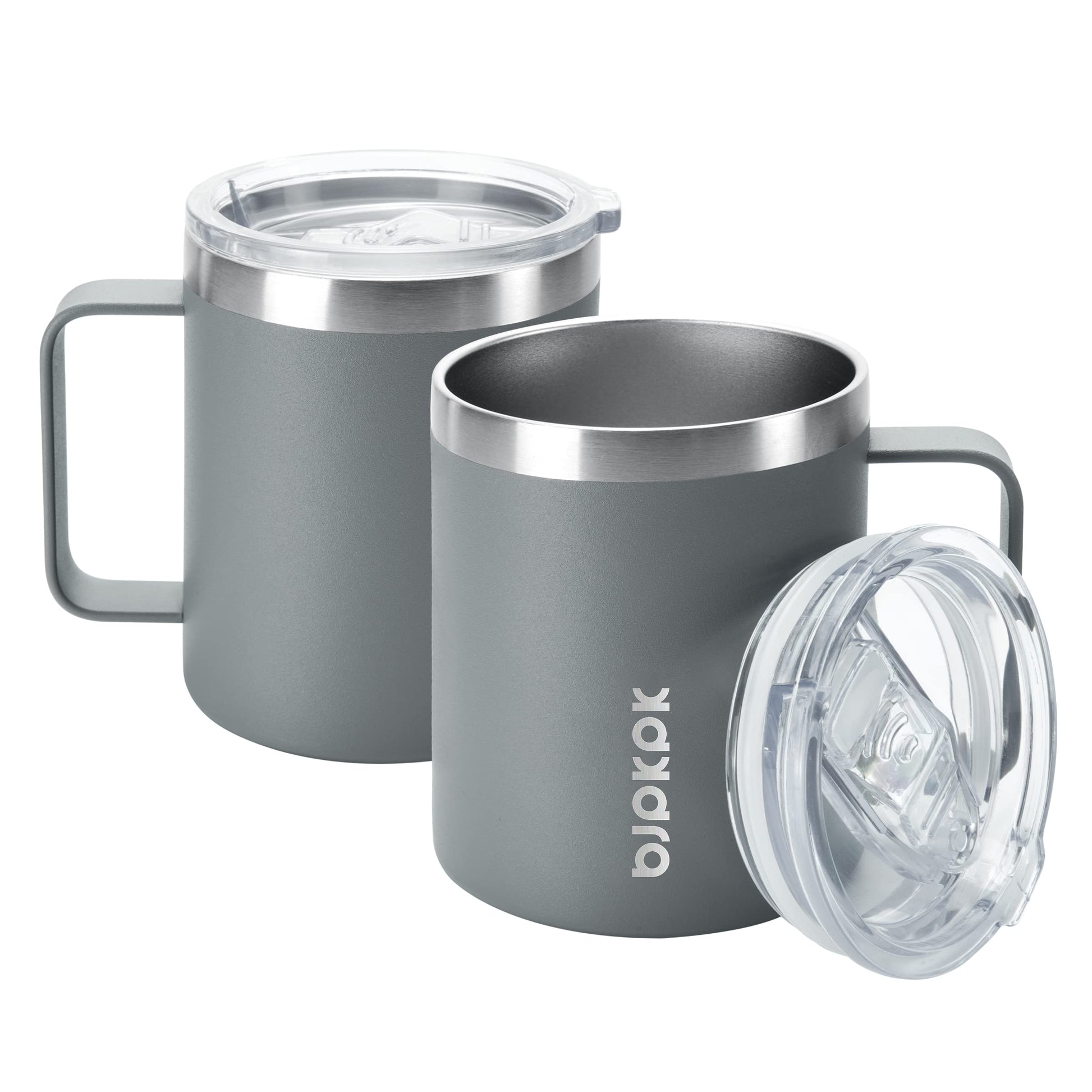 BJPKPK 2PCS Insulated Coffee Mug with Lid, 14oz Stainless Steel Tumbler