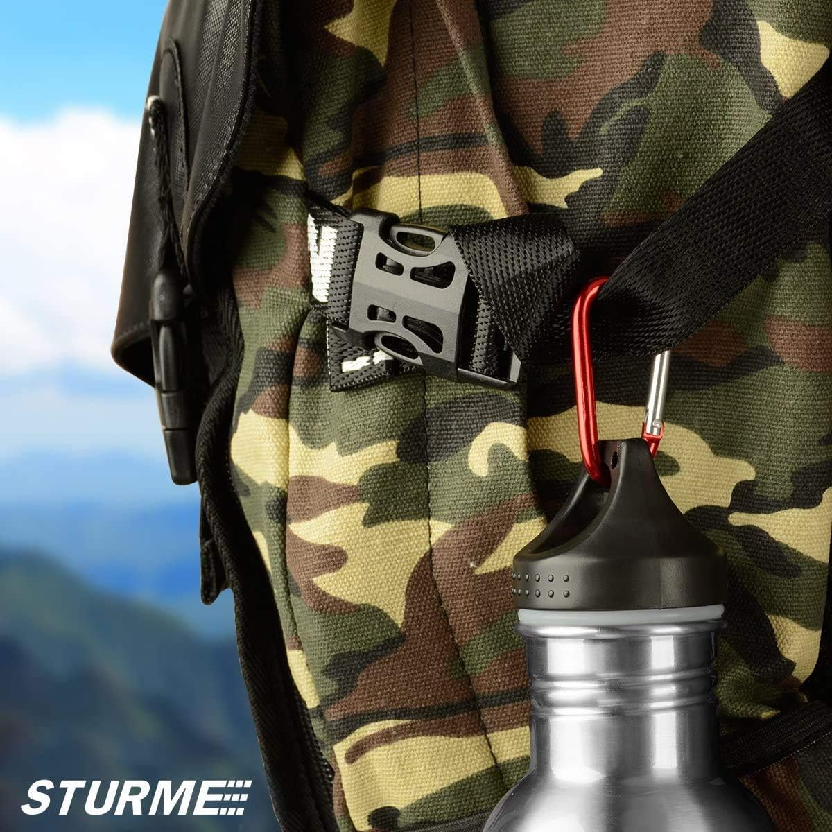 STURME 2" Aluminum D Ring Carabiners Clip D Shape Spring Loaded Gate Small Keychain Carabiner Clip