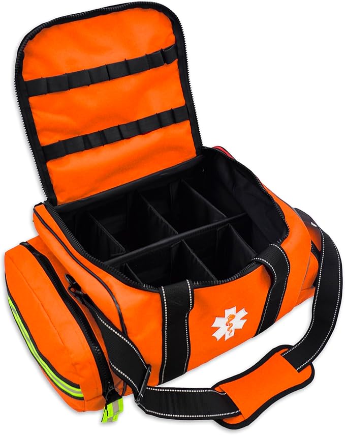 Lightning X MB30-SKC Large EMT Trauma Kit | Fully Stocked First Responder Bag w/ 240+ Supplies | EMS Fire Police Office Sports Team Emergency Medical Kit - Orange
