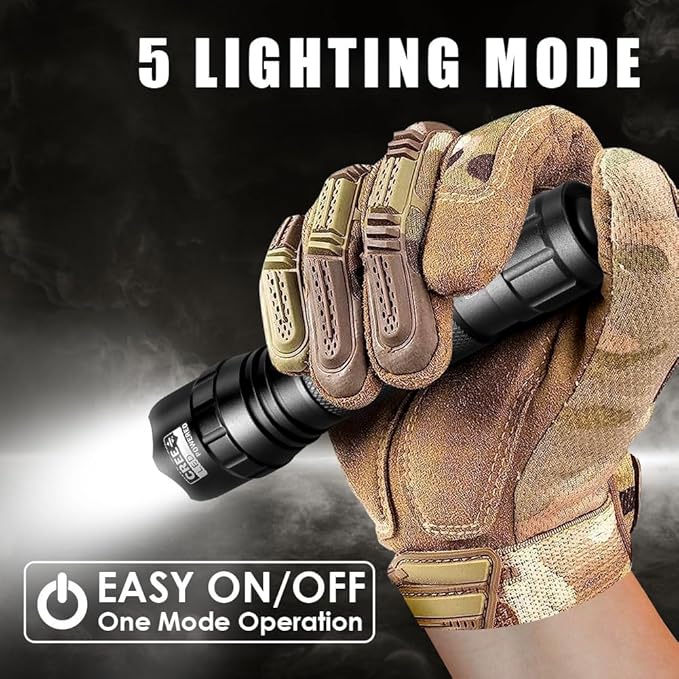 UniqueFire 501F Small Tactical Flashlight with Holster, 5 Modes Mini CREE LED Zoomable Flashlight High Lumen Torch with IPX-65 Waterproof EDC Flashlight Bright Flash Light for Daily use,Emergencies