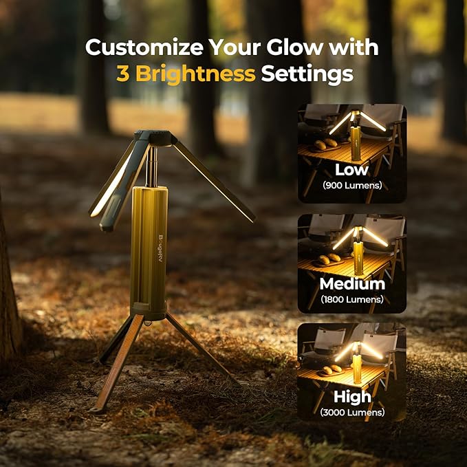 BougeRV Upgraded Telescopic Camping Light, 15600mAh Rotatable Electric Lantern, Collapsible Outdoor Light, Cordless Flashlight, Waterproof, Tent Lamp for Camping, Emergency, Hiking, Outdoor