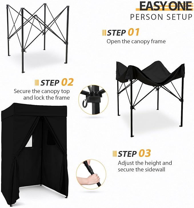EAGLE PEAK Flex Compact 4x4 Pop-up Canopy Changing Room, Portable Privacy Dressing Room for Indoor Fashion Photoshoots, Camping, or Pool, Black