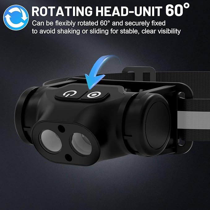 High Lumens Rechargeable Magnetic LED Headlamp for Camping, Hiking, Caving, Fishing, Waterproof Impact-Resistant Bright Head Light with 4 Light Modes, Adjustable Headstrap (4 Pack Magnetic Headlamp)