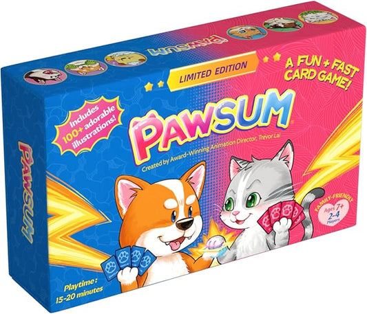 PAWSUM Trading Card Game for Families and Kids Ages 7+ | Cute Dogs and Cats Pets Cartoon Board Game | 2-4 Players | Fun Family Game Night