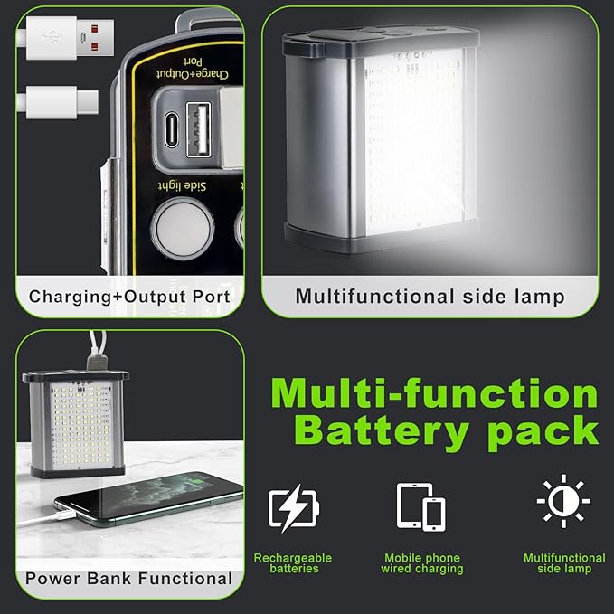 30W High Lumens LED Headlamp Rechargeable,15000mAh Ultra Bright Waterproof Headlight with Aluminum Alloy Housing and Side Light, Great for Camping, Hiking, Hunting, Fishing, Emergency Use