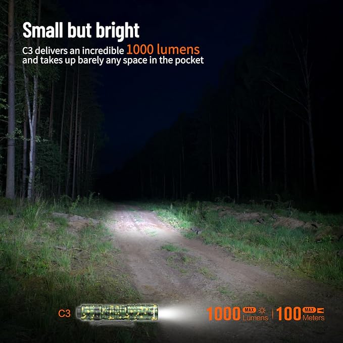 NICRON C3 EDC Flashlight, 1000 Lumen Poket Light Compatible with AA Battery Rechargeable Flashlight, Tail Switch Small Flash Light with Clip for Home Outdoor Camping, Hiking (Camouflage)