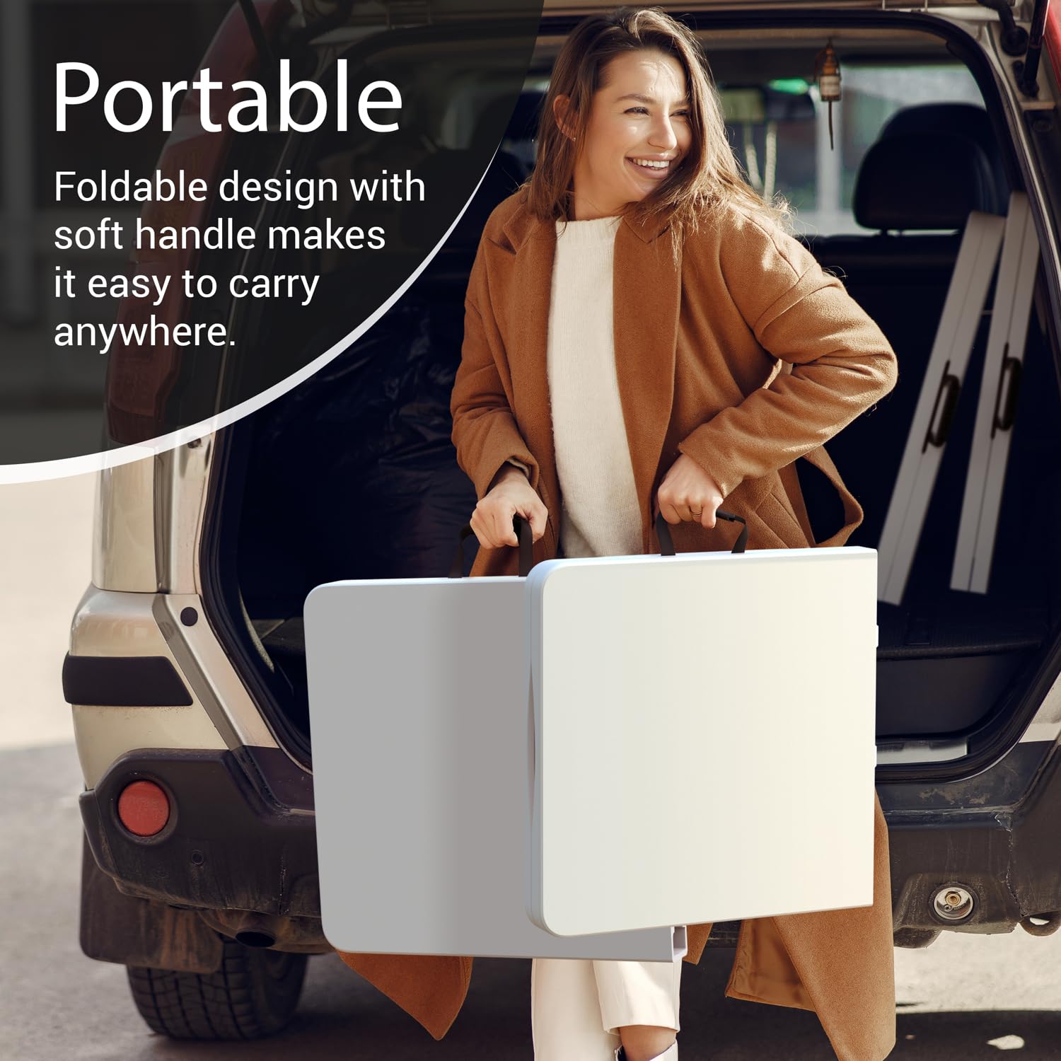 4 Feet Foldable Table Adjustable Height with Built in Handle, Steel Legs | 4FT Heavy Duty Portable