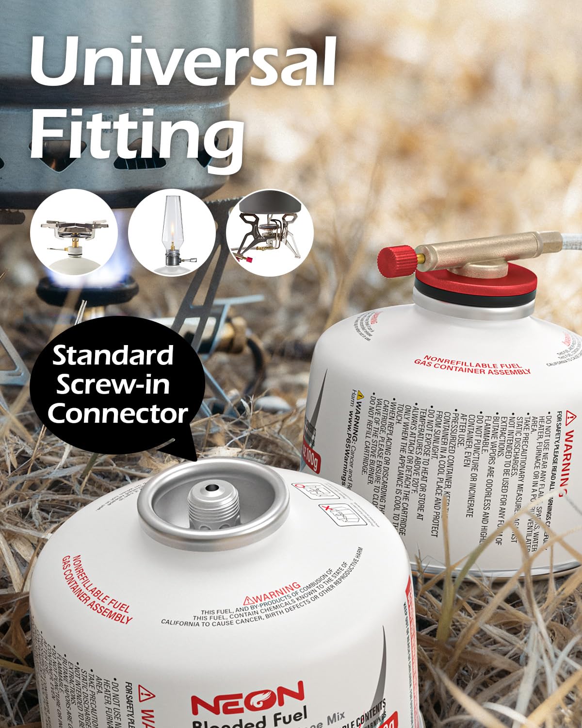 NEON Isobutane Fuel Canister, Portable Camping Gas 100g, Efficient and High Output Butane for Camp