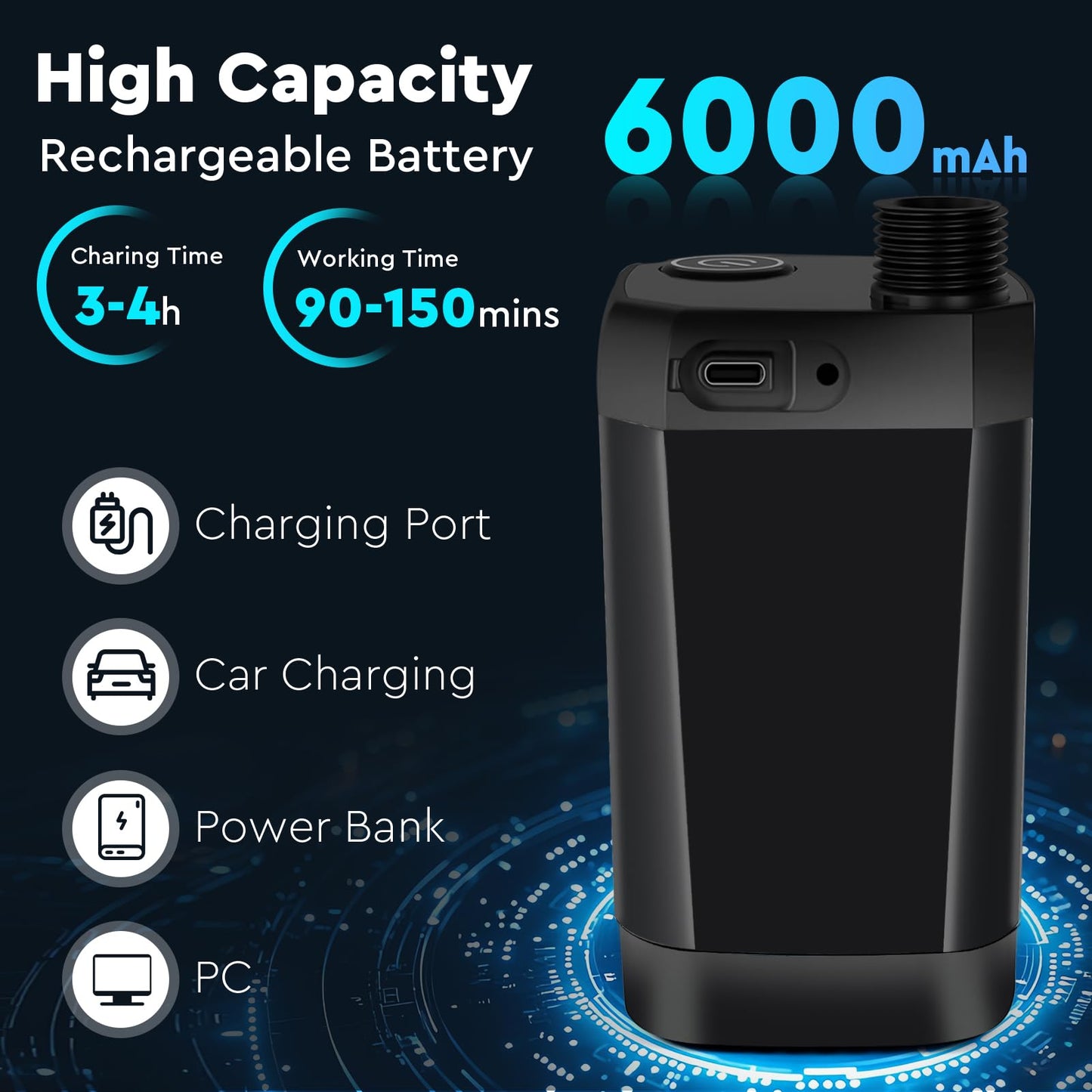 Fotgear Portable Camping Shower, 6000mAh Rechargeable Outdoor Shower Pump