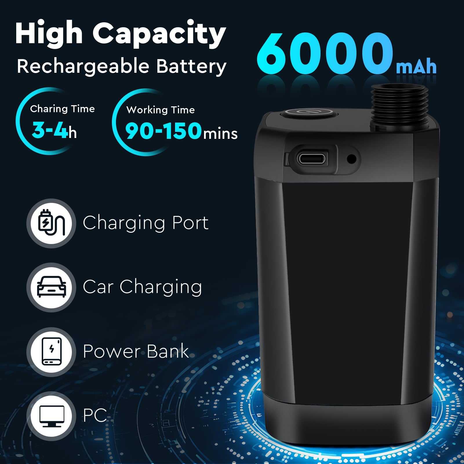 Fotgear Portable Camping Shower, 6000mAh Rechargeable Outdoor Shower Pump
