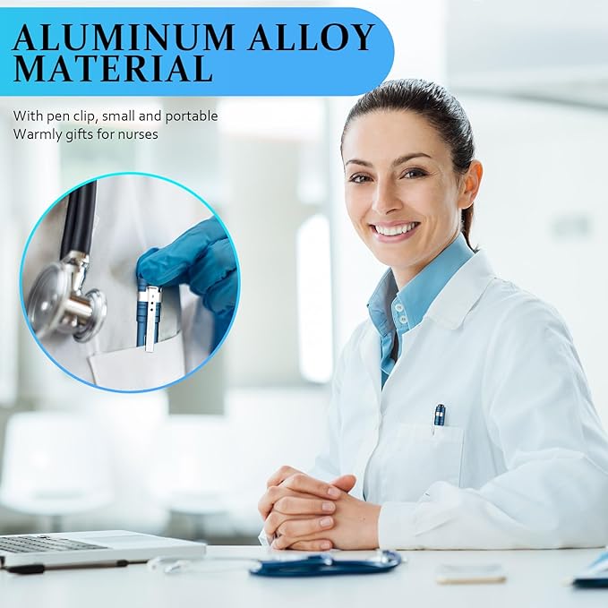 24 Pack Mini Pen Flashlights Bulk LED Pen Lights Aluminum Pocket Flashlights with Clips Small Handheld Torches Gifts for Camping Hiking Emergency Outdoor (Navy Blue)