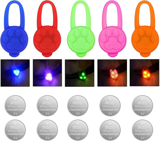 Avando Dog Collar Light, Dog Lights for Might Walking, Waterproof Silicon LED Dog Collar Safety Night Walking Lights for Dog and Cat - Batteries Included (5 pcs)