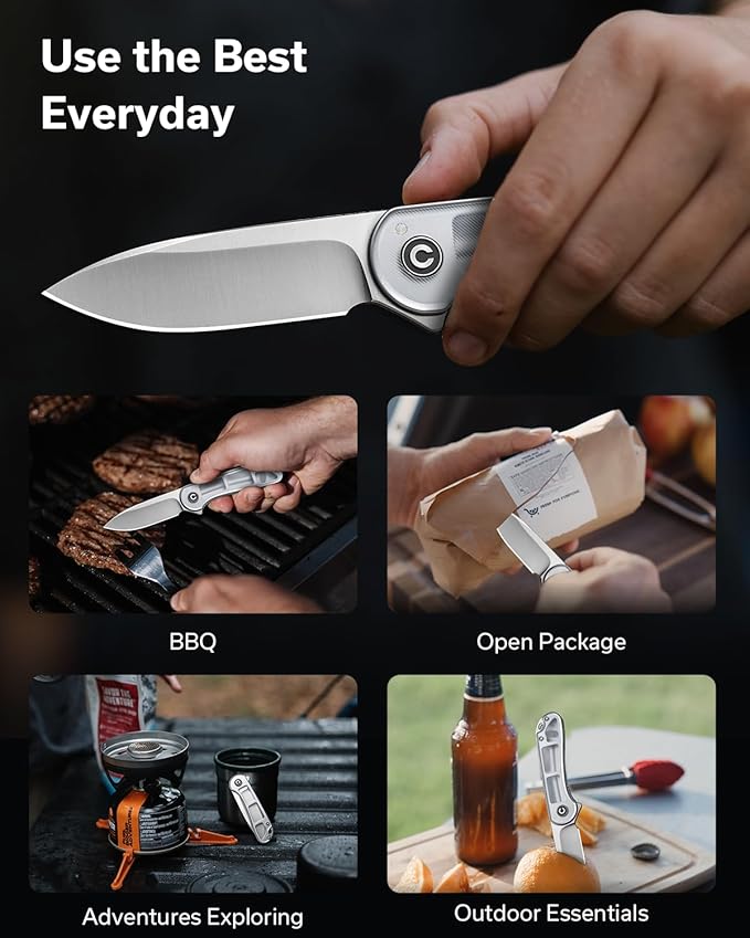 CIVIVI Folding Pocket Knife- Elementum Flipper Knife with 2.96'' D2 Blade Lexan Handle, Ideal for Men Women Outdoor EDC Gift C907A-7