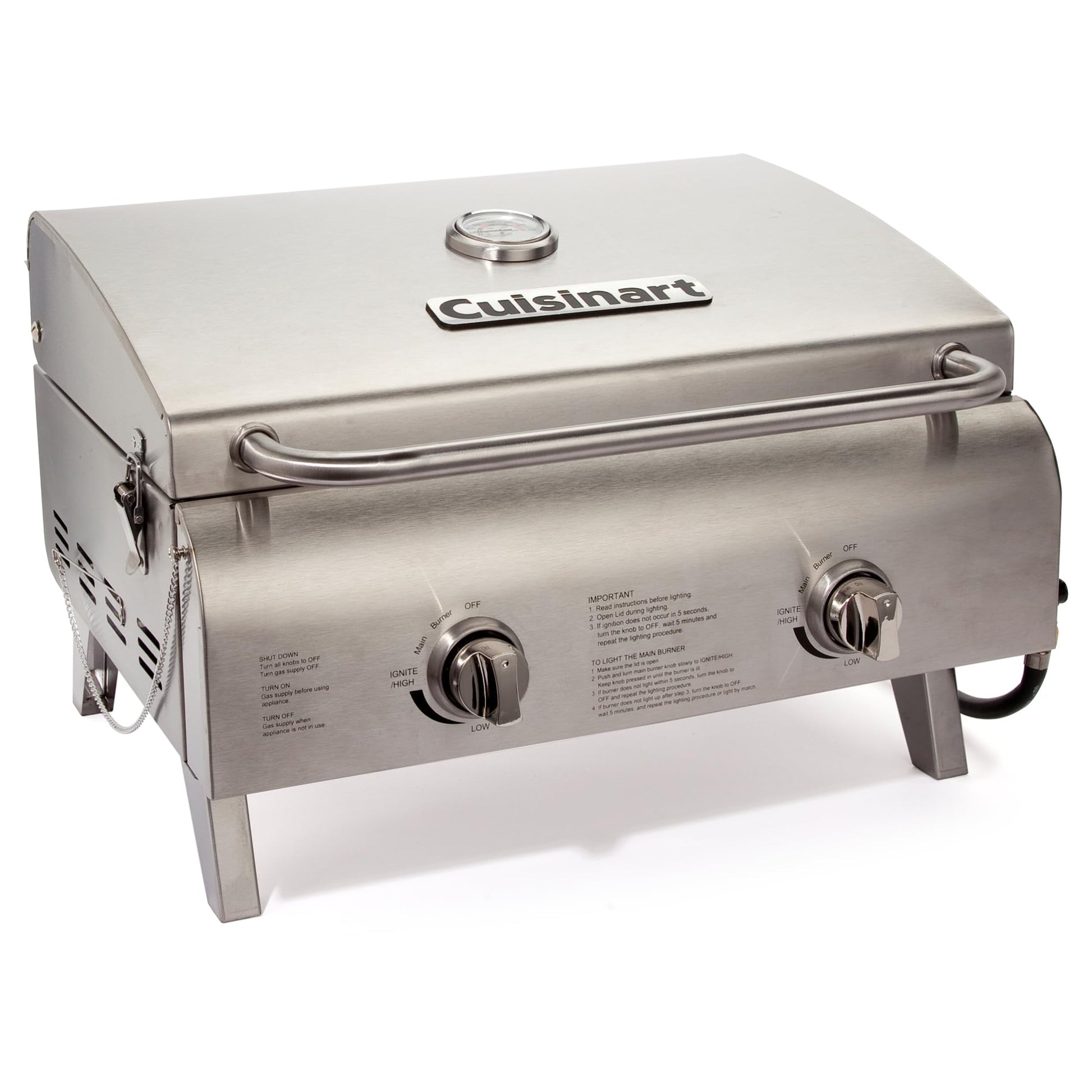 Cuisinart Outdoor Gas Grill, 20,000 BTU, Portable, 2-Burner