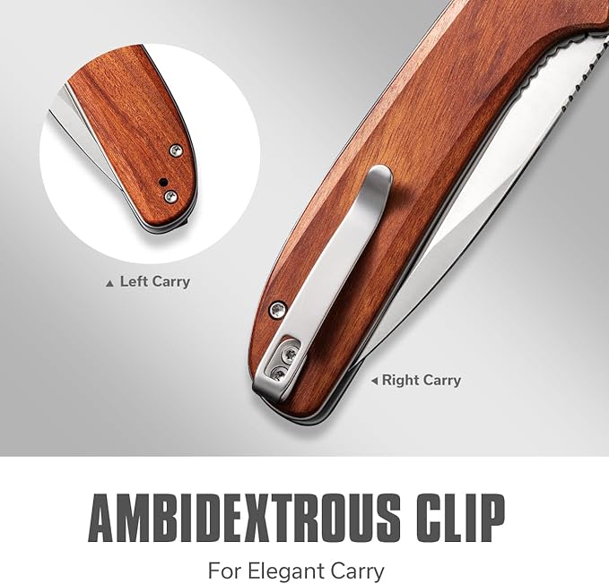 CIVIVI Primitrox Folding Knife for EDC, Flipper Pocket Knife with 3.48" Nitro-V Blade Wood Handle for Everyday Carry C23005A-3