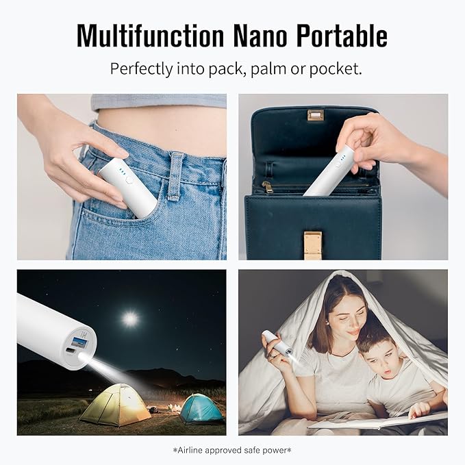 Portable Charger, 5000mAh Mini Power Bank, S03 2-Pack Pocket Size Fast Charging USB-C (in&Out) Compatible with iPhone Series, Android Phone and More,Purple