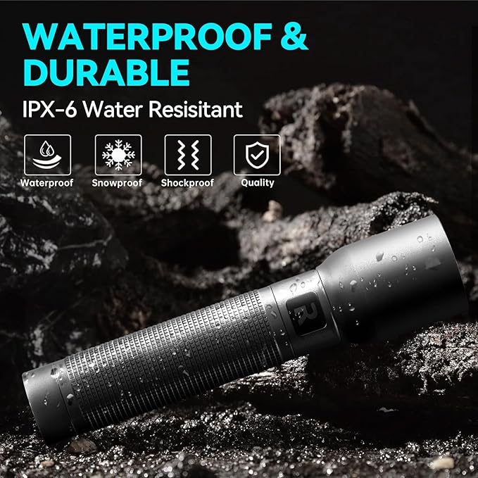 Rechargeable Flashlights High Lumens with Magnetic Base 10000 Lumen Bright LED Tactical Flashlight 3 Modes Zoomable Waterproof Compact Handheld Flash Light for Home Camping Outdoor Repairing