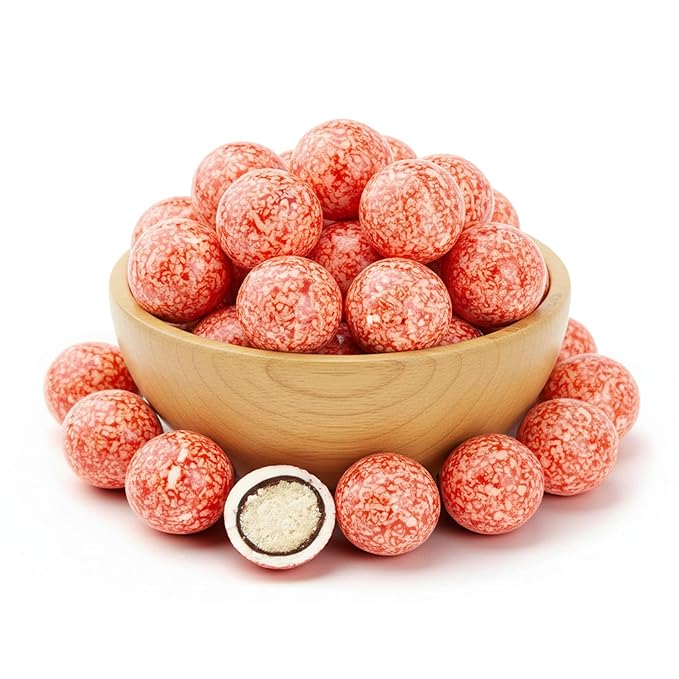 NY Spice Shop Strawberry & Creme Chocolate Malt Balls Party Decorations - 1 Pound Malted Milk Ball Candy Birthday Gifts - Chocolate Malted Milk Ball - Dark Chocolate Malt Balls Holiday Snacks
