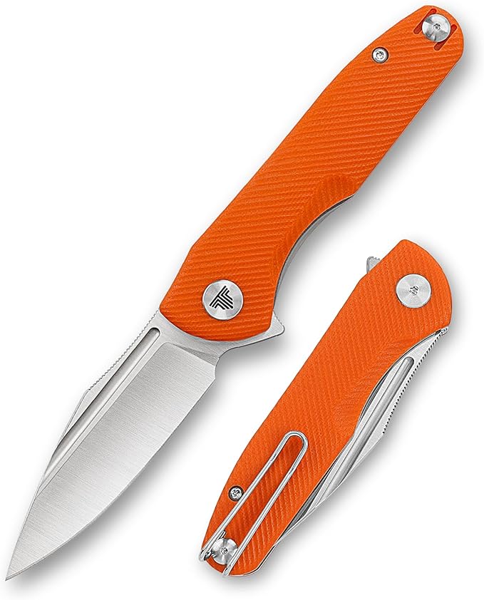 Knives，Folding EDC Knife for Men，Pocke Flipper Knife with Clipï¼?.26" 14C28N Steel Blade（Satin），G10 Scales for Outdoor Camping Tool - Antliae-03OG