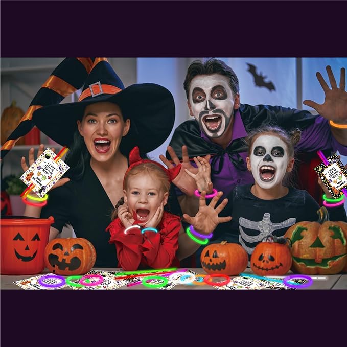 144pcs Halloween Party Favors Glow Sticks Trick or Treat Gifts Non Candy Halloween Party Supplies Glow Bracelets Goodie Bags Classroom Prizes Non Candy