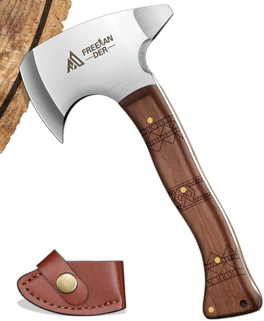 Freelander 8.3" Professional Throwing Axe with Wooden Handle, Full Tang Viking Throwing Hatchet for Adults