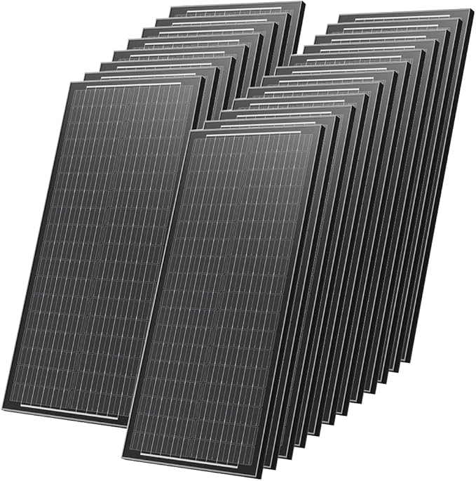 2000 Watt Solar Panels, 20Pcs 100W Monocrystalline 25% High-Efficiency 12V/24V Solar Panel for RV Camping Boat Home Farm Marine Battery and Other Off-Grid Applications (20 Pack 100W, 2000W)