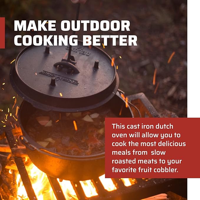 Camp Chef DO-12 Pre Seasoned Cast Iron Dutch Oven, Black