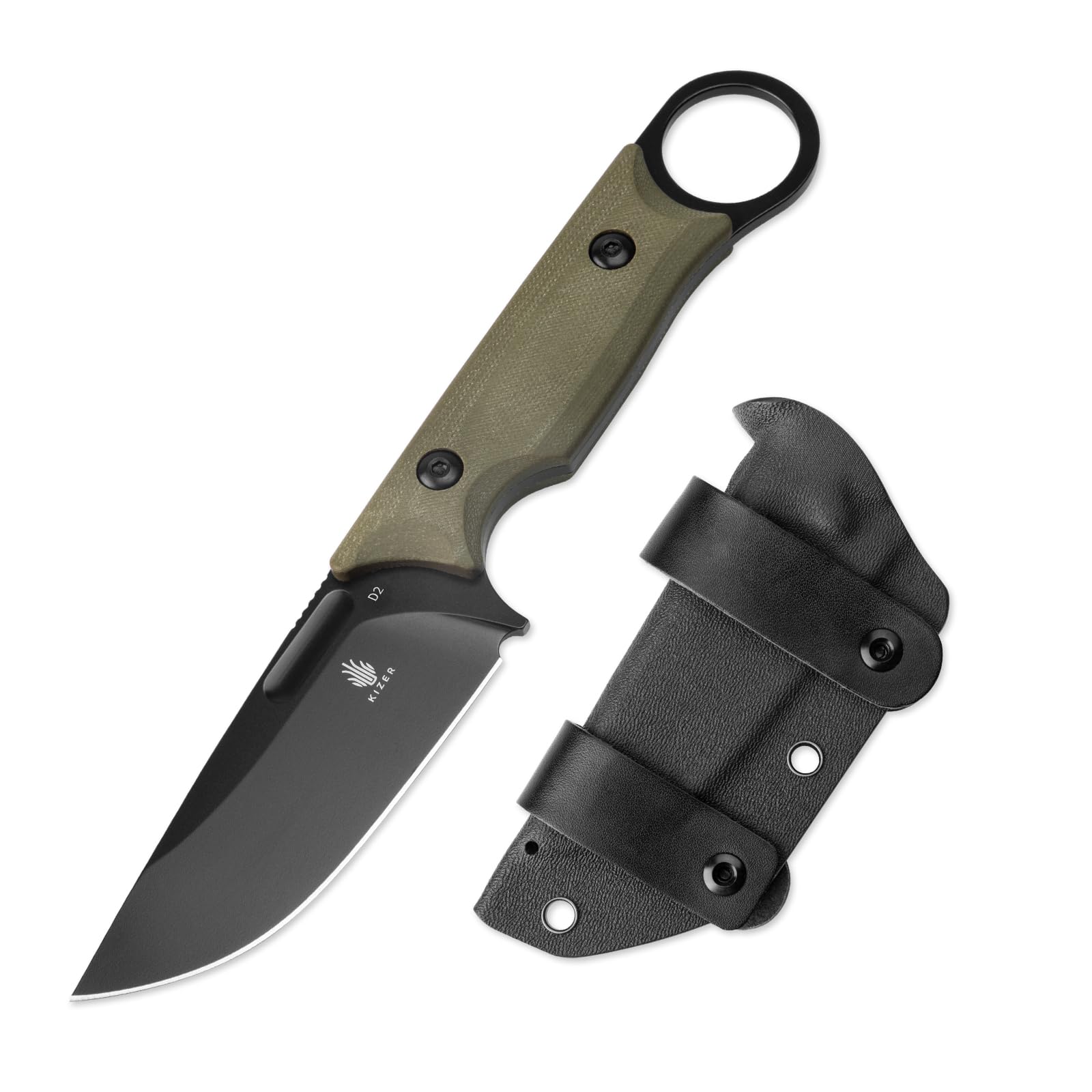 Kizer Cabox Fixed Blade Knife, 3.36" D2 Steel Fixed Blade Hunting Knife