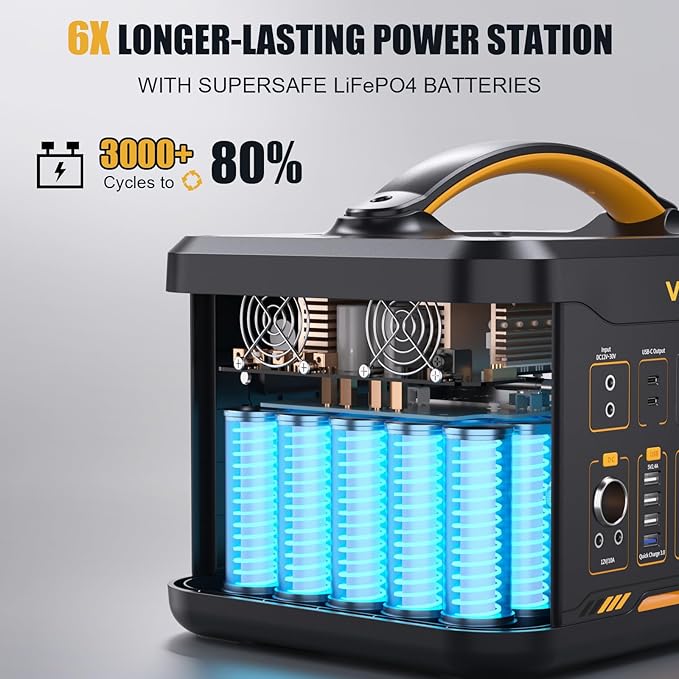 VTOMAN Jump 1800 Portable Power Station with 110W Solar Panel, 1800W/1548Wh LiFePO4 Battery Solar Generator with 1800W Constant-Power, PD 100W Type-C, Capacity Expandable for Camping, Home Backup