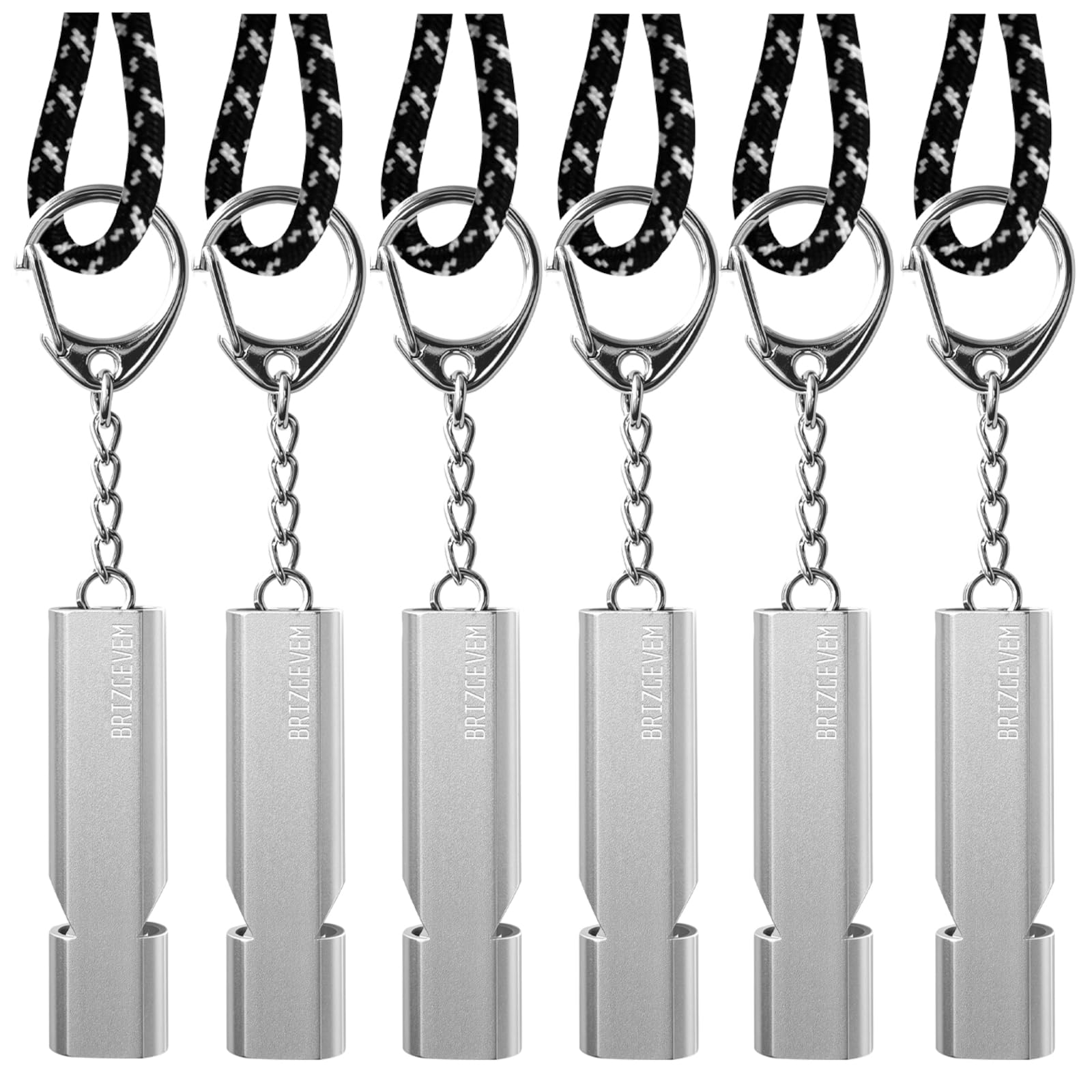 BRIZGEVEM 120+dB Aluminum Emergency Survival Whistle with Lanyard Keychain