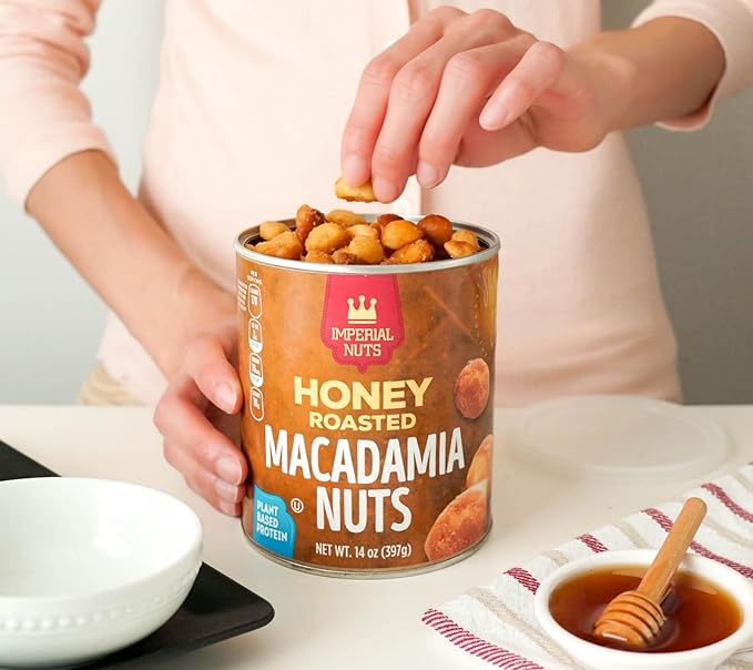 Imperial Nuts - Macadamia Nuts Oil Roasted | Flavored Nut | Gluten Free, Vegan and Keto Friendly Food | Plant Based Protein, Delicious Buttery Taste | Kosher (Honey Roasted Macadamias)
