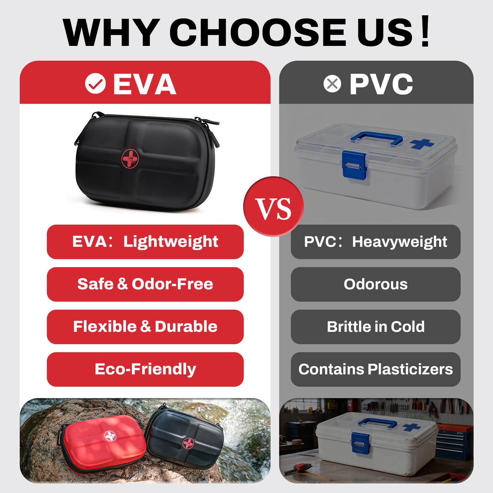 RHINO RESCUE EVA First Aid Kit Small Waterproof Travel Emergency Kit (Red)