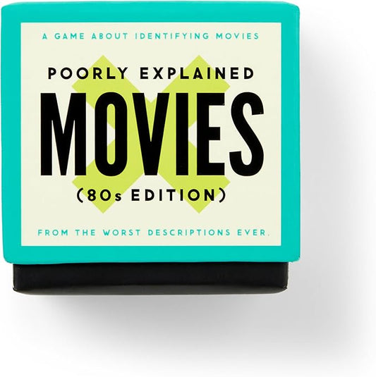 Brass Monkey Poorly Explained Movies – 80s Edition Party Game with 300 Cards Featuring Uniquely Terrible Descriptions of Movies, Suitable for 2-8 Players