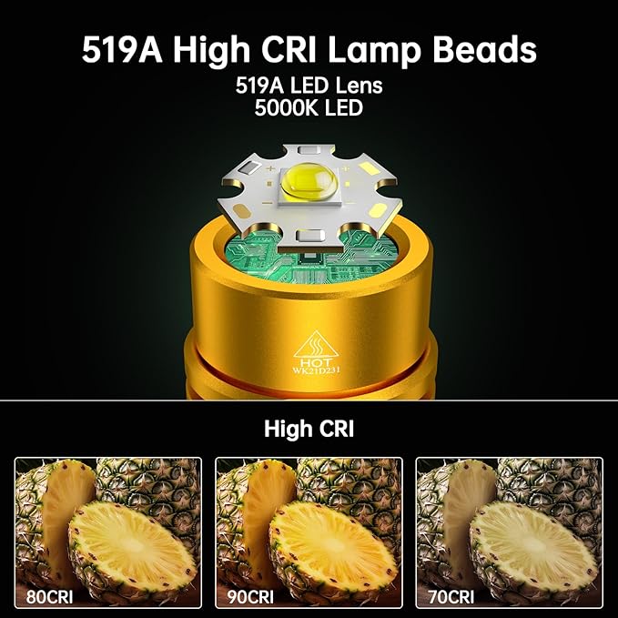 Wurkkos WK03 Pocket Flashlight Rechargeable, 1200 High Lumens Super Bright LED Flashlight with 6 Modes, High CRI 519A LED, IP68 Waterproof, Small Powerful Flashlight for Home, Emergency, Camping