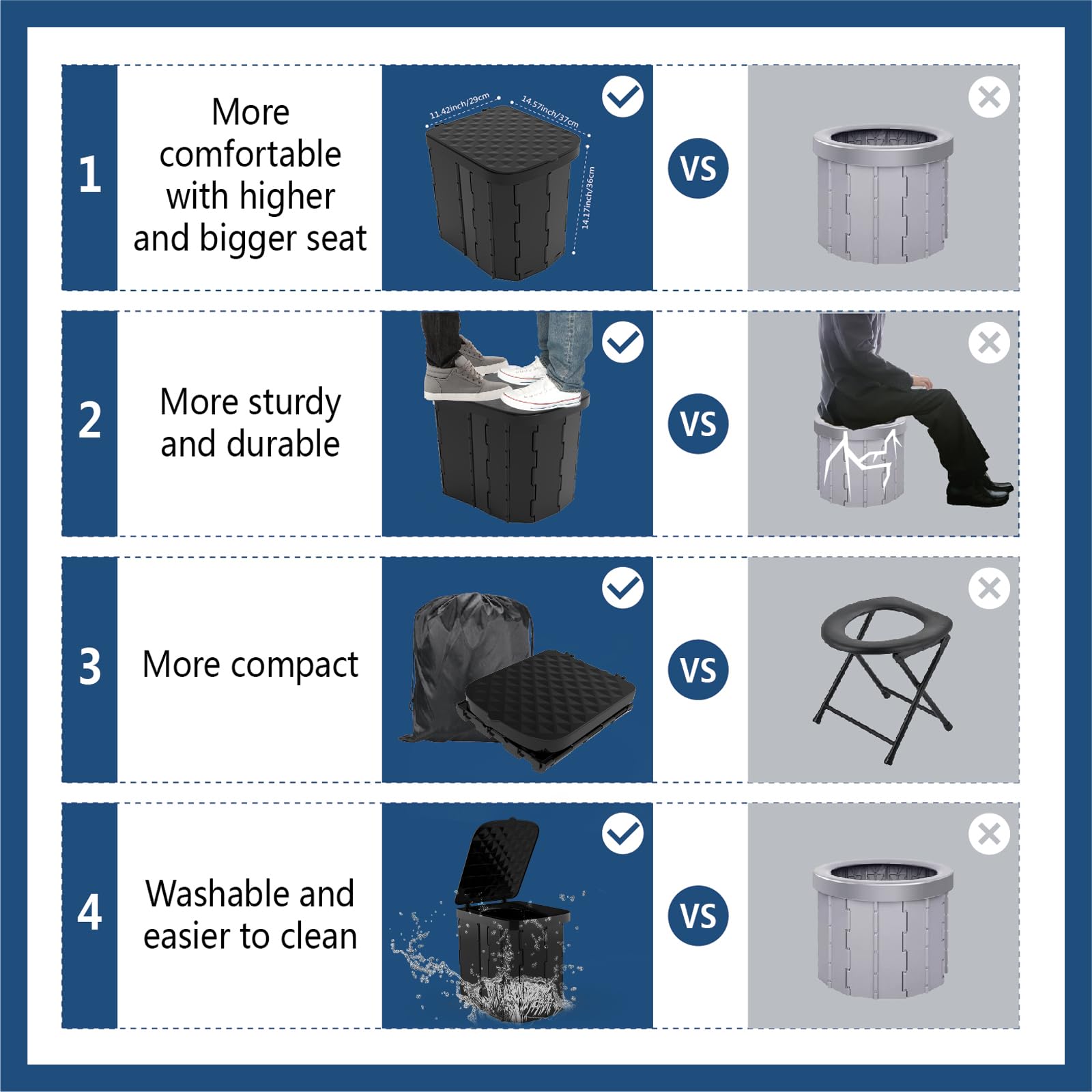 Hapoon XL Portable Folding Camping Toilet For Adults & Kids, Lightweight