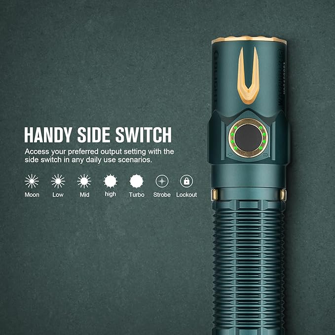 OLIGHT Warrior 3S 2300 Lumens Rechargeable Tactical Flashlight, Compact Dual-Switches LED Bright Light with Proximity Sensor, Powered by Customized Battery for Emergency (Dream Blue)