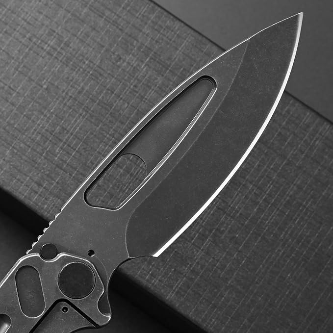 Ccanku C1136 Folding Knife,D2 Steel Blade+ G10&Steel Handle EDC Tool,Outdoor Hunting Camping Knife(Black)