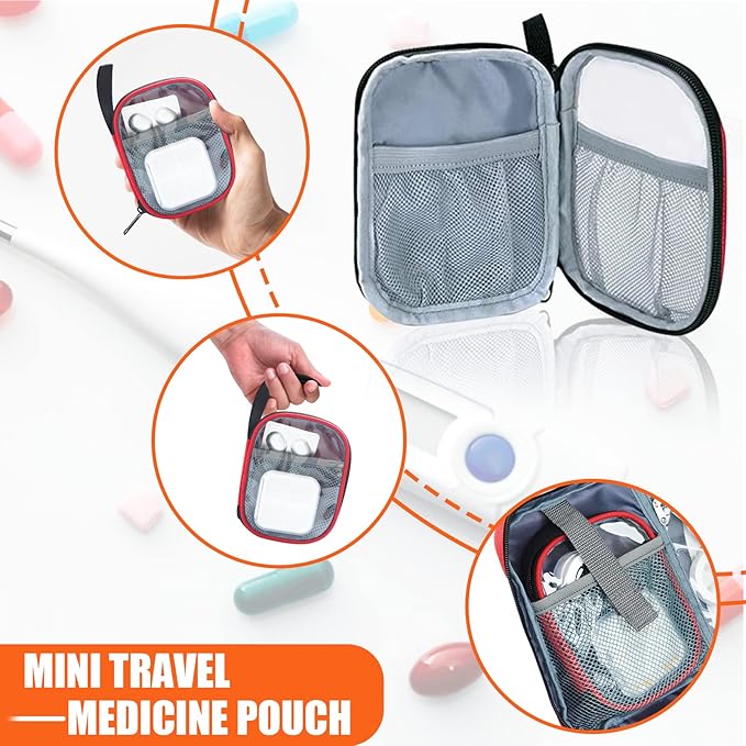 Medicine Storage Bag, Pill Bottle Organizer for Emergency, Medicine Box Empty with Small Portable Pouch, First Aid Box for Travel and Home Storage