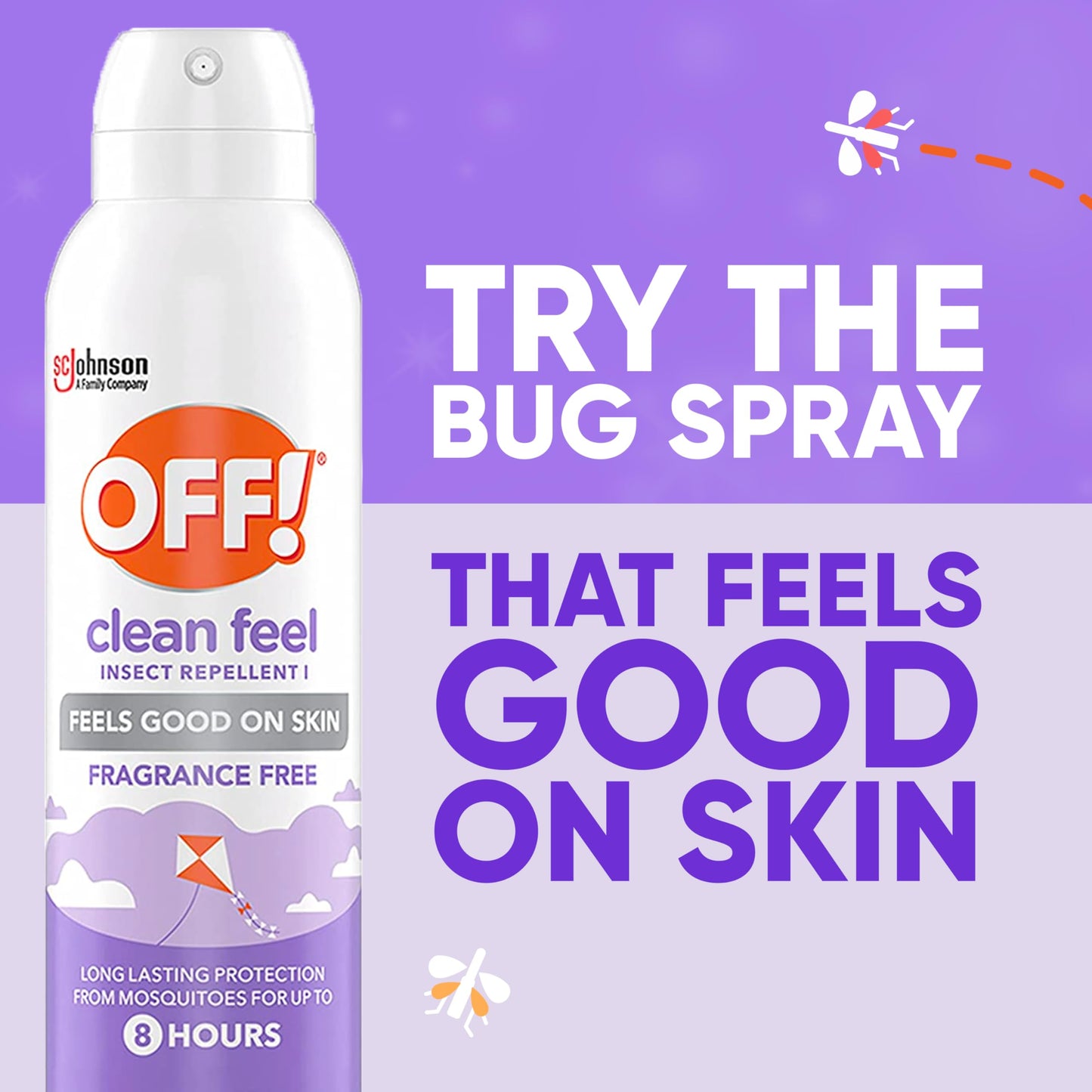 OFF! Clean Feel Insect Repellent Aerosol with 20% Picaridin - Long-Lasting DEET-Free Protection