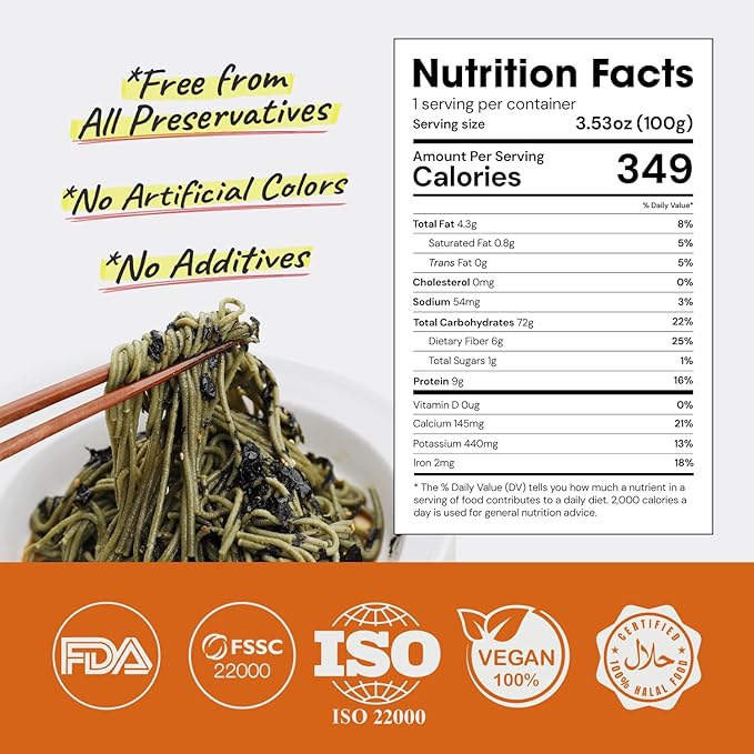Pyeongchangfarm Natural Food Pyeongchang Gondre Noodles, Non fried Cold Noodle, Korean Food 곤드?ˆ국??300g (10.58oz) - Soy Sauce